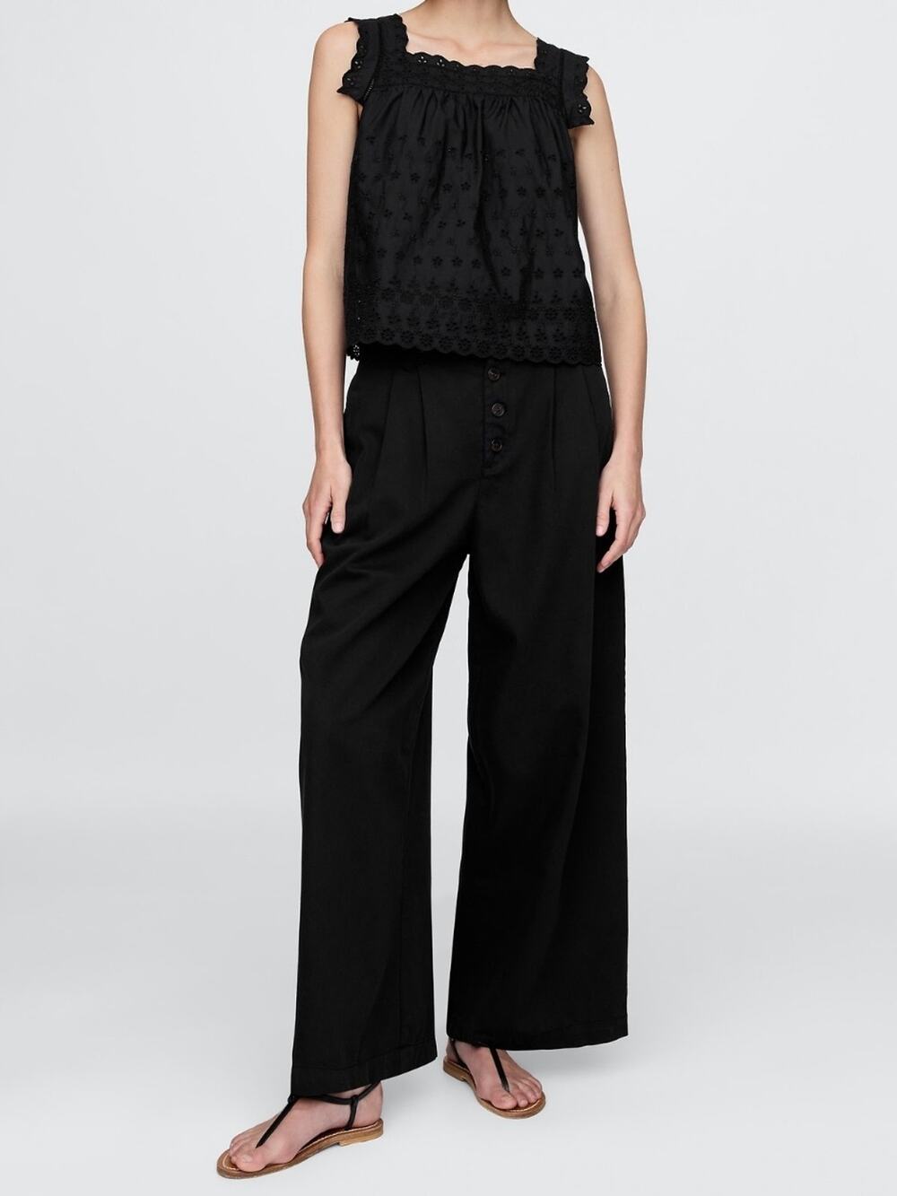 Gap × DÔEN High Rise Pleated Trousers Black 2 NEW